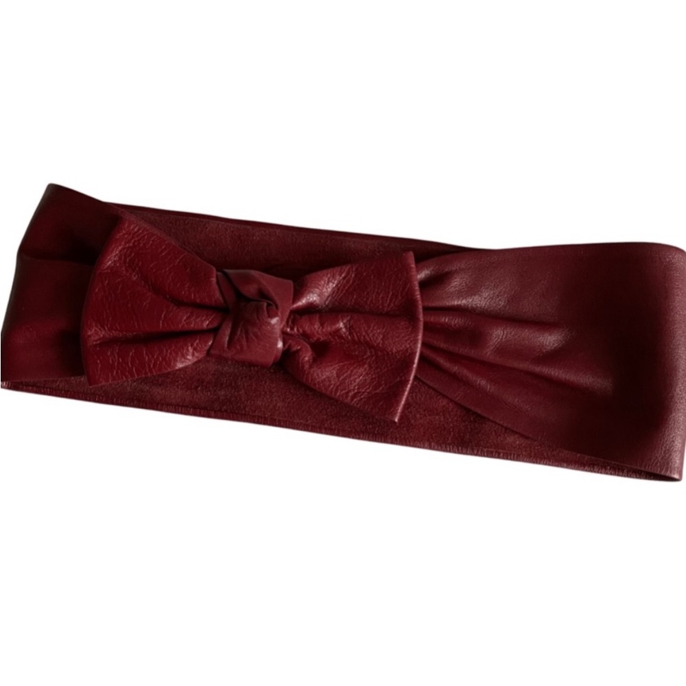 Chloe Leather Bow Belt Vintage Burgundy